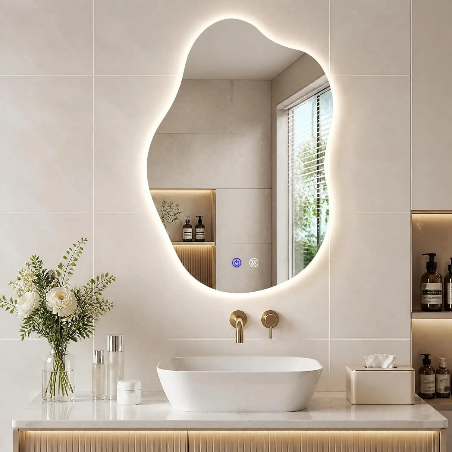 Irregular Backlit LED Bathroom Mirror with Lights, 30' H x 20' W Asymmetrical Cloud Led Lighted Vanity Mirror for Wall, Anit-Fog
Irregular Backlit LED Bathroom Mirror with Lights, 30' H x 20' W Asymmetrical Cloud Led Lighted Vanity Mirror for Wall, Anit-Fog