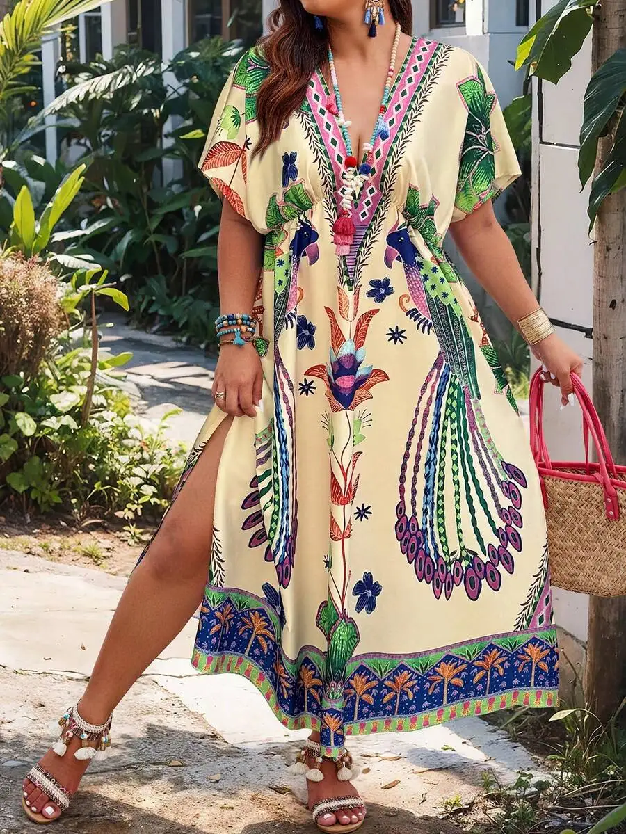 Summer Plus Size V-Neck Batwing Sleeve Bohemian Printed Maxi Dress
Summer Plus Size V-Neck Batwing Sleeve Bohemian Printed Maxi Dress