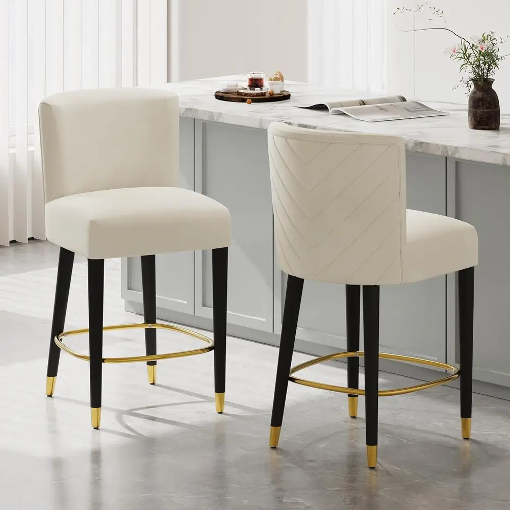 Set of 2 Curved Back Upholstered Counter Height Bar Stools, Beige
Set of 2 Curved Back Upholstered Counter Height Bar Stools, Beige