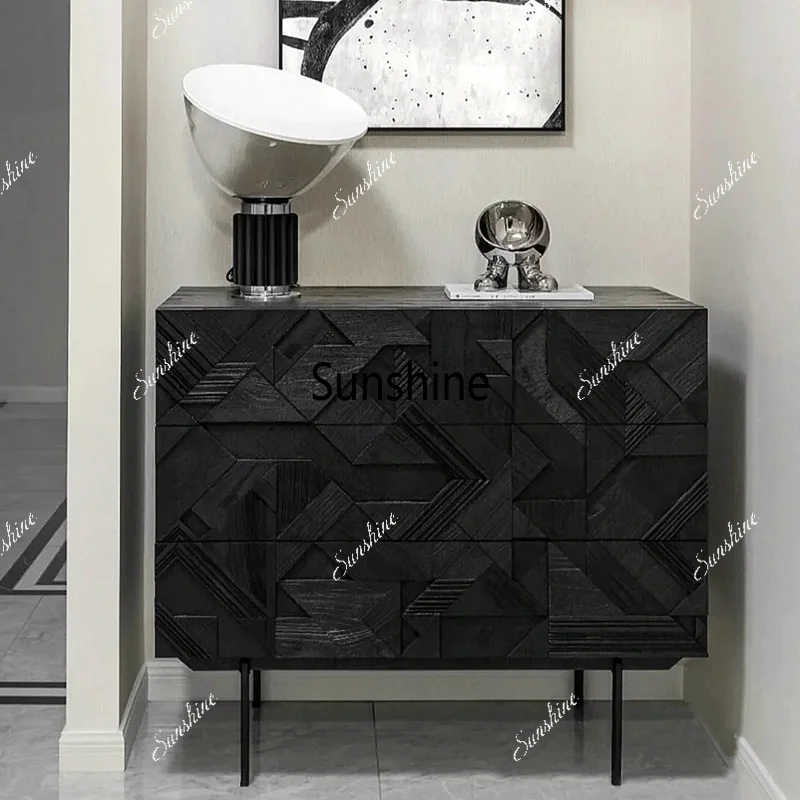 Nordic carved chest of drawers modern solid wood storage cabinet
Nordic carved chest of drawers modern solid wood storage cabinet