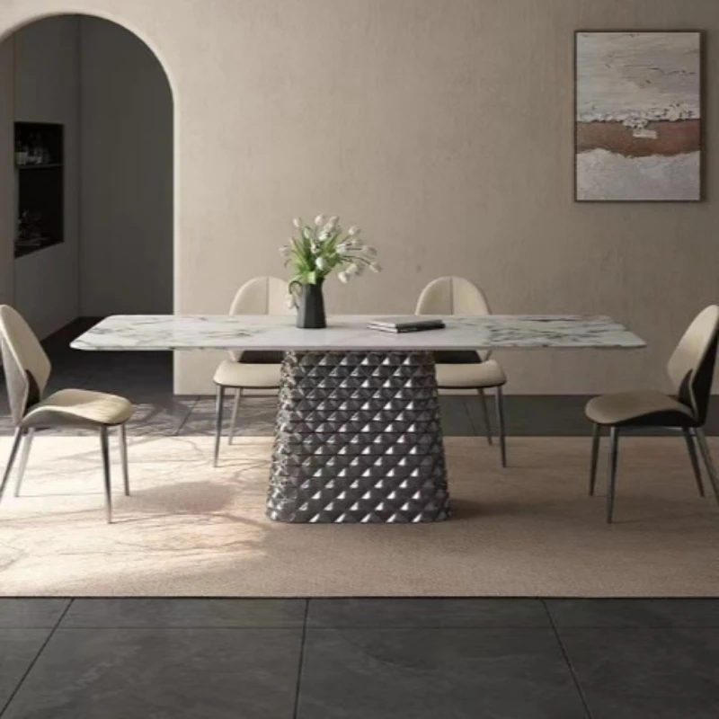 Italian light luxury stainless steel rock slab luxury stone dining table modern small apartment rectangular household high-end
Italian light luxury stainless steel rock slab luxury stone dining table modern small apartment rectangular household high-end