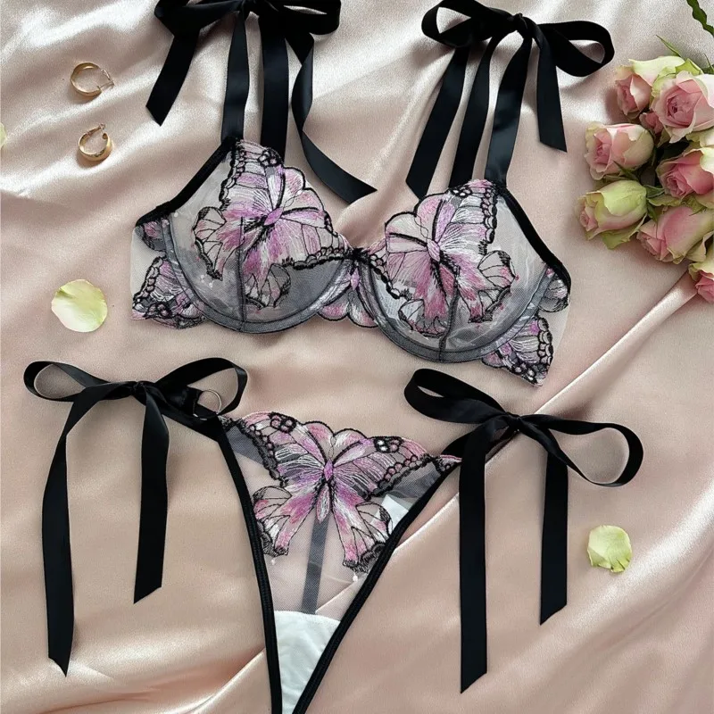 Butterfly Fantasy Lingerie Sheer Mesh Bra Panty with Bowknot Straps Exotic Lavender Underwear for Role Play Sexy Hot
Butterfly Fantasy Lingerie Sheer Mesh Bra Panty with Bowknot Straps Exotic Lavender Underwear for Role Play Sexy Hot