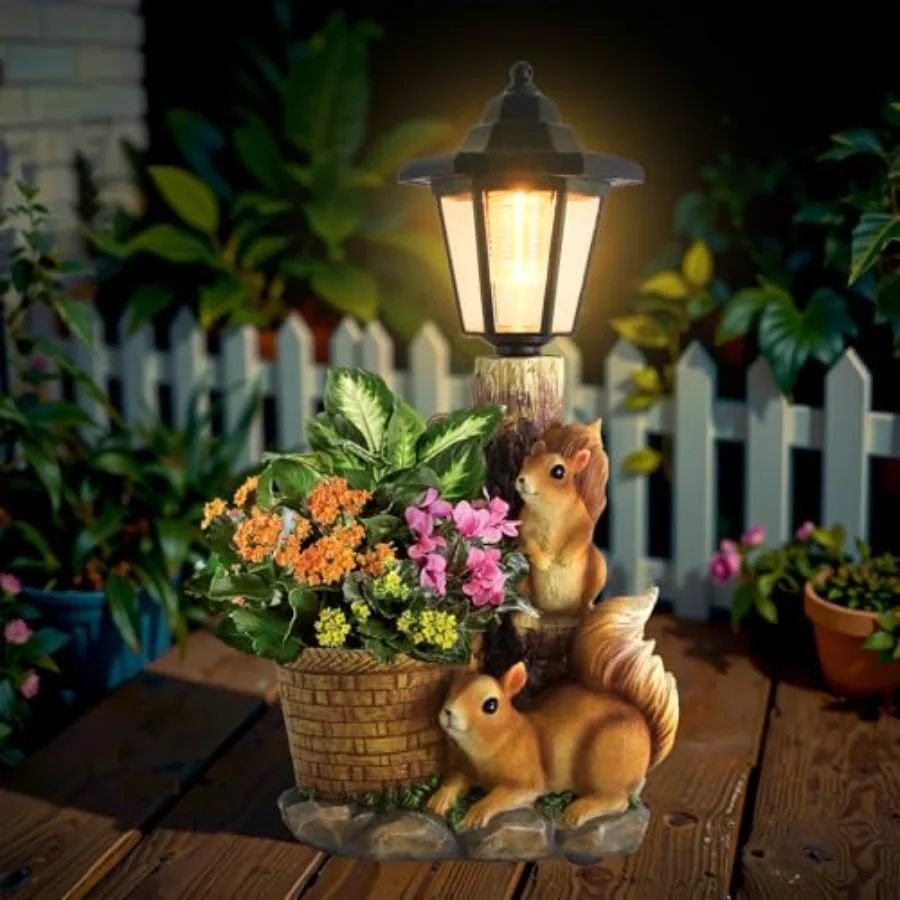 Solar Outdoor Statues Garden Sculptures with Flowerpot Decor and Solar Lantern for Yard Art Lawn Ornaments Porch Patio Balcony
Solar Outdoor Statues Garden Sculptures with Flowerpot Decor and Solar Lantern for Yard Art Lawn Ornaments Porch Patio Balcony