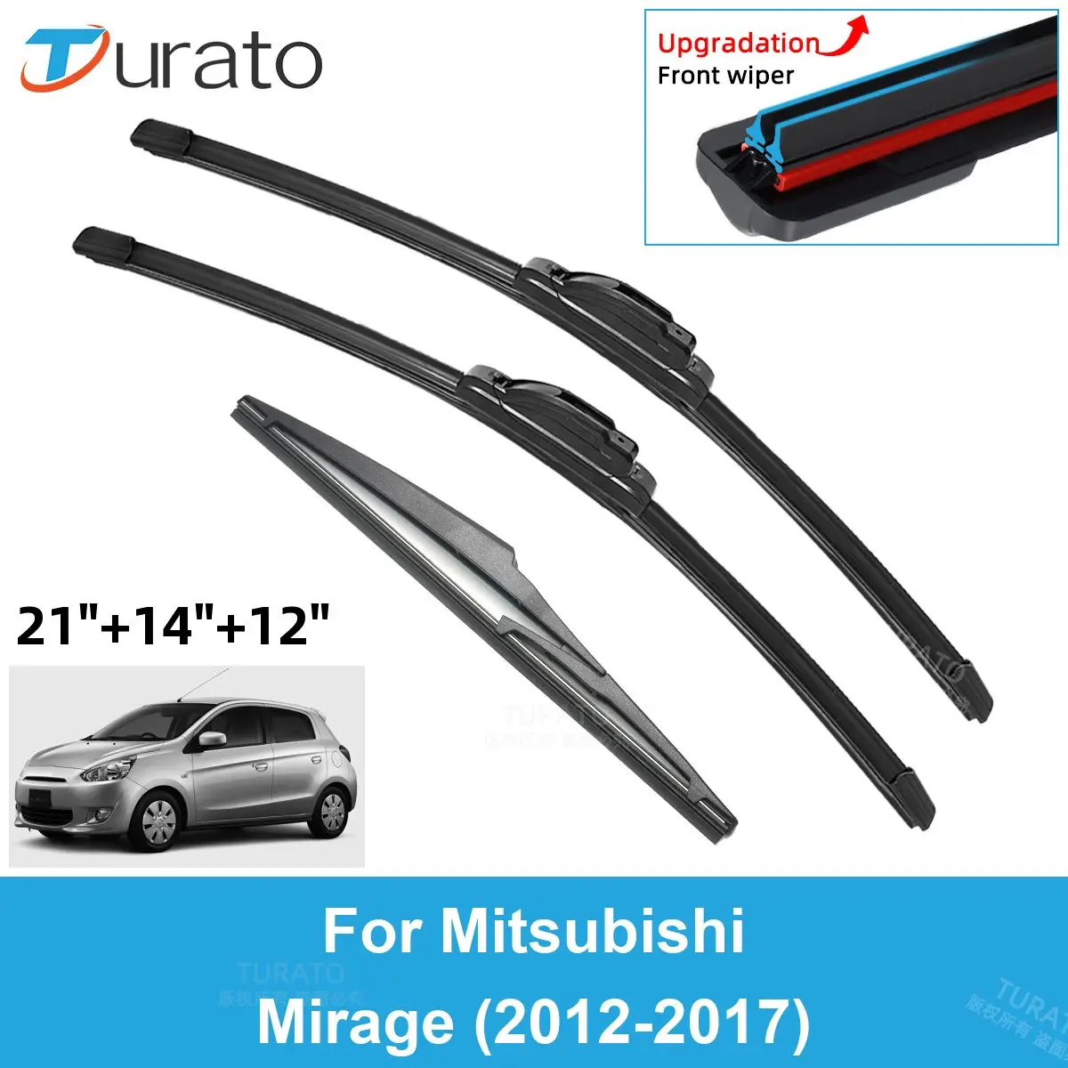 3PCS Car Wiper Blades for 2012-2017 Mitsubishi Mirage Rear Windshield Wipers Double Rubber Car Accessories 2014 2015 2016 2017
3PCS Car Wiper Blades for 2012-2017 Mitsubishi Mirage Rear Windshield Wipers Double Rubber Car Accessories 2014 2015 2016 2017