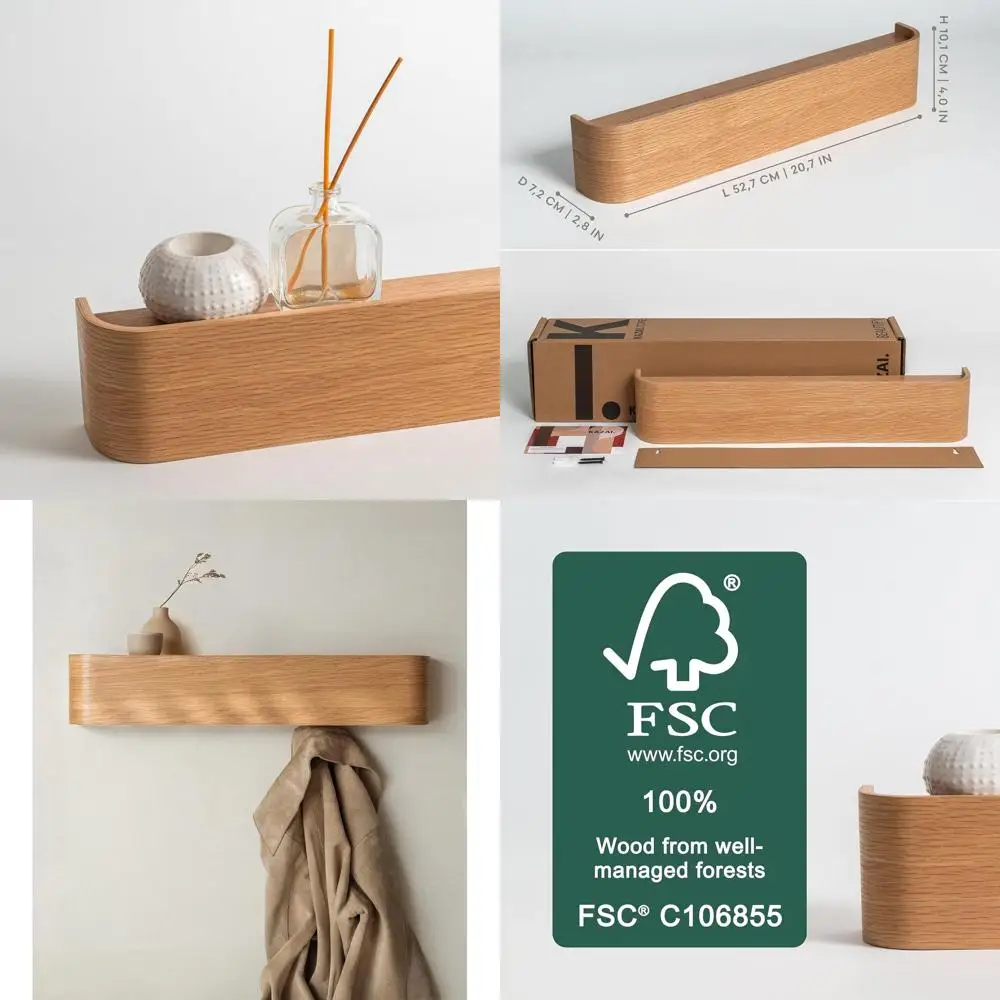 Modern Wall-Mounted Coat Rack with Hidden Hooks - Solid Oak Wood Veneer Panel Hanger
Modern Wall-Mounted Coat Rack with Hidden Hooks - Solid Oak Wood Veneer Panel Hanger