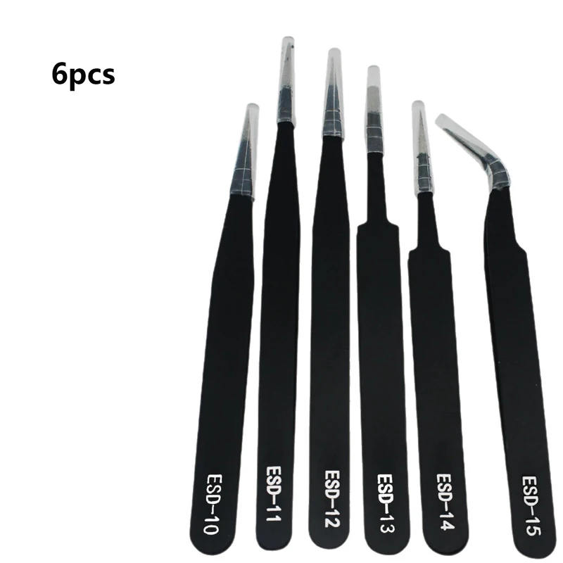 Antistatic Stainless Steel Tweezers 6 PCS Precision Maintenance Industrial Repair Curved Tool Home Work Model Making Hand Tools
Antistatic Stainless Steel Tweezers 6 PCS Precision Maintenance Industrial Repair Curved Tool Home Work Model Making Hand Tools
