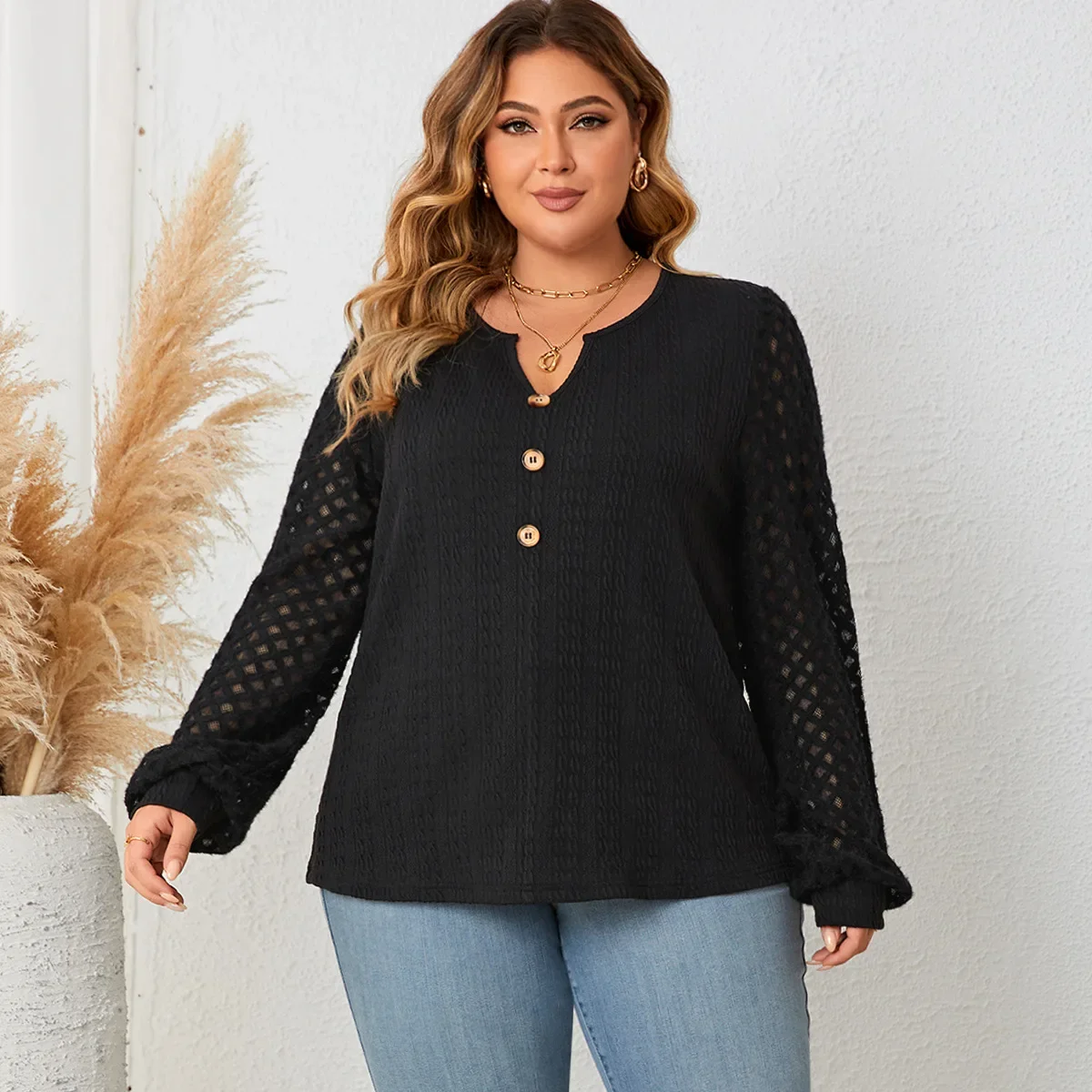 2024 Autumn/Winter New Button Large Lace Splicing Knitted Shirt Long Sleeve Bottom Shirt Hollow Out Women Top Bottom Layer Shirt
2024 Autumn/Winter New Button Large Lace Splicing Knitted Shirt Long Sleeve Bottom Shirt Hollow Out Women Top Bottom Layer Shirt
