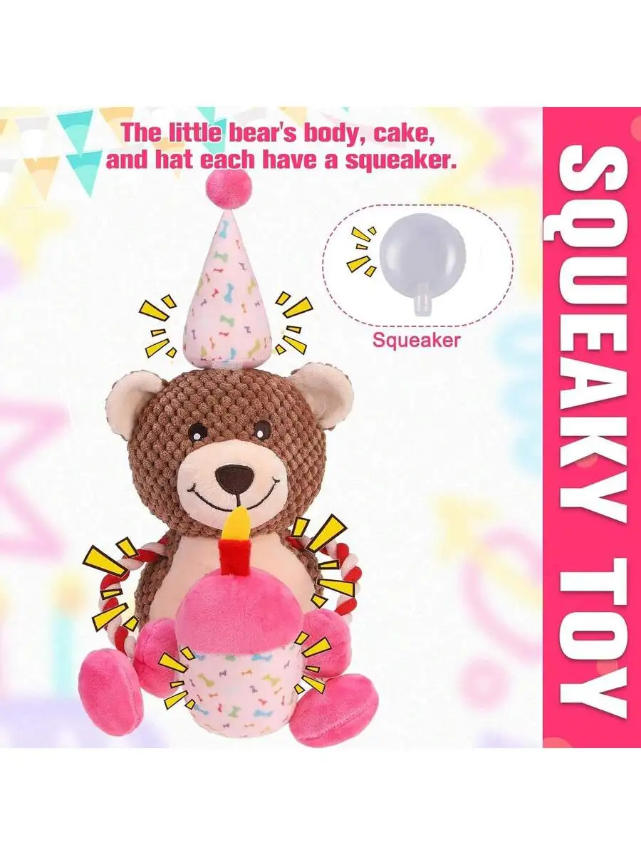 Squeaky Plush Bear Toy With Hat And Cake Squeakers For Adults
Squeaky Plush Bear Toy With Hat And Cake Squeakers For Adults