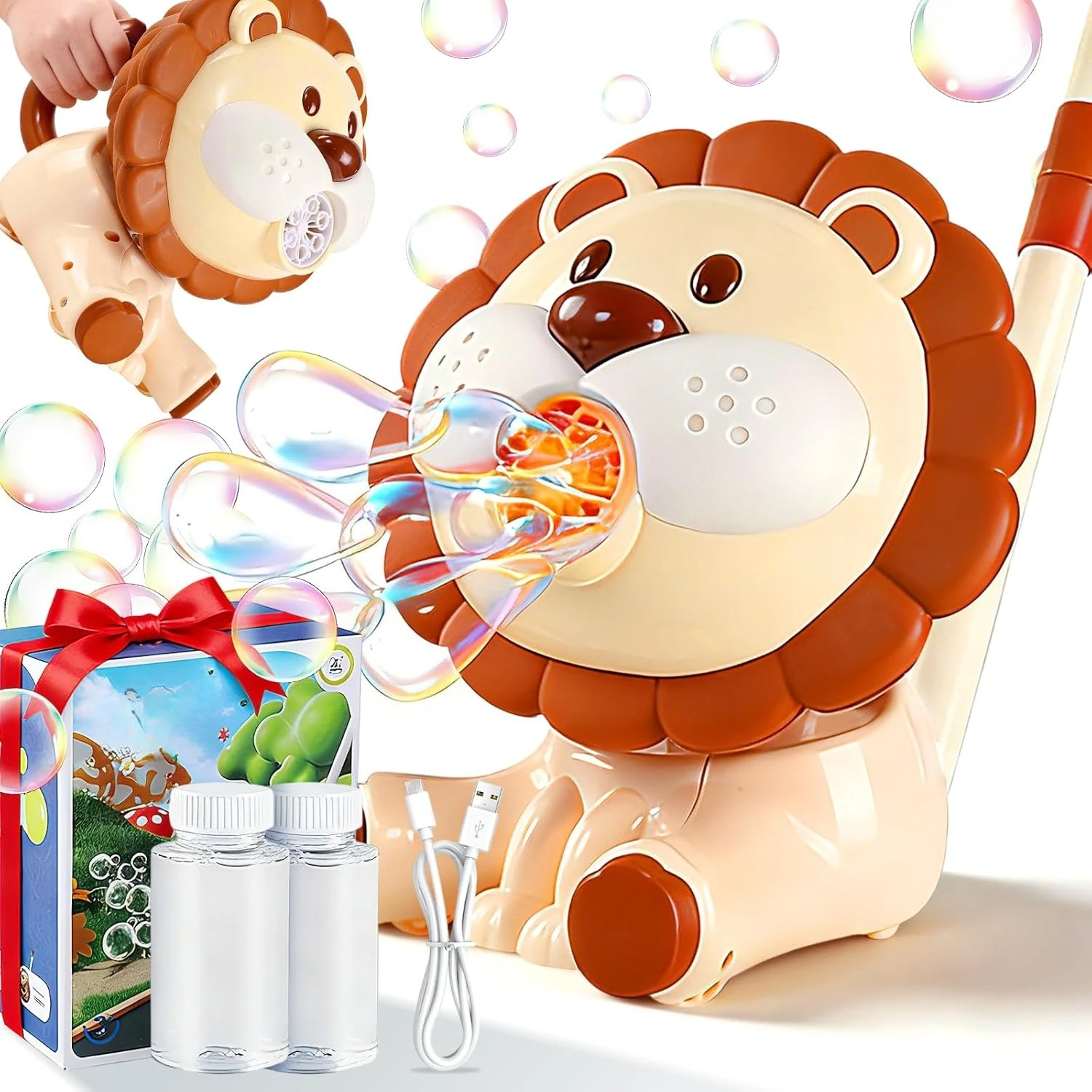 1Pc Cute Lion Automatic Bubble Machine, rechargeable push toy, fun outdoor summer gift for kids aged 1-8 boys and girls
1Pc Cute Lion Automatic Bubble Machine, rechargeable push toy, fun outdoor summer gift for kids aged 1-8 boys and girls