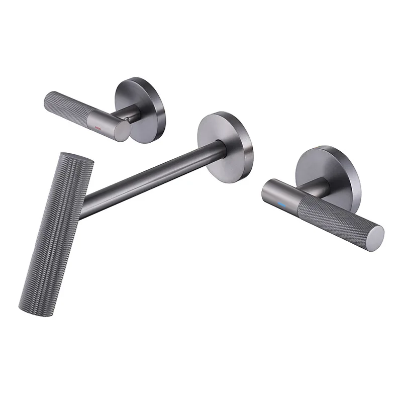 Concealed wall basin faucet, all copper gun ash embedded basin, hot and cold faucet
Concealed wall basin faucet, all copper gun ash embedded basin, hot and cold faucet