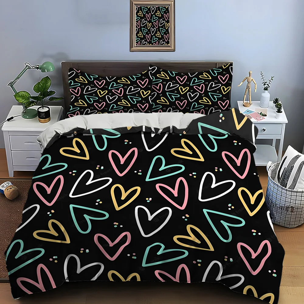 Colorful outline heart pattern Bedding Set for Kids Luxury Gift 3pcs Digital Print Comforter Set Soft Comfortable Breathable
Colorful outline heart pattern Bedding Set for Kids Luxury Gift 3pcs Digital Print Comforter Set Soft Comfortable Breathable