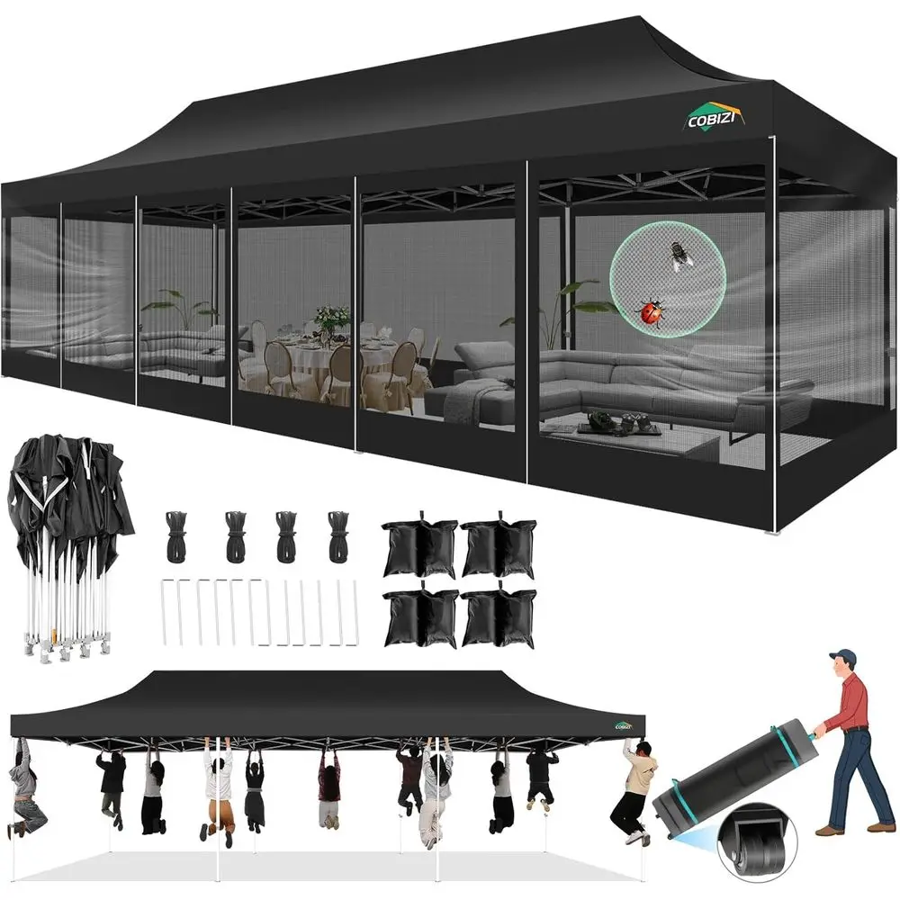10x30 Up with Sidewalls, Heavy Duty with Mosquito Netting, Easy up Sn Party Tents or Parties Backyard Outdoor Commercial Event G
10x30 Up with Sidewalls, Heavy Duty with Mosquito Netting, Easy up Sn Party Tents or Parties Backyard Outdoor Commercial Event G