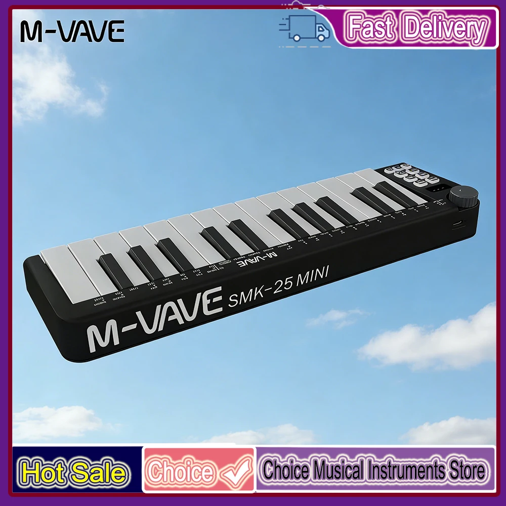 M-VAVE SMK-25mini MIDI Keyboard 25-Key MIDI Control Keyboard instrument Rechargeable Mini Portable USB Keyboard MIDI Controller
M-VAVE SMK-25mini MIDI Keyboard 25-Key MIDI Control Keyboard instrument Rechargeable Mini Portable USB Keyboard MIDI Controller