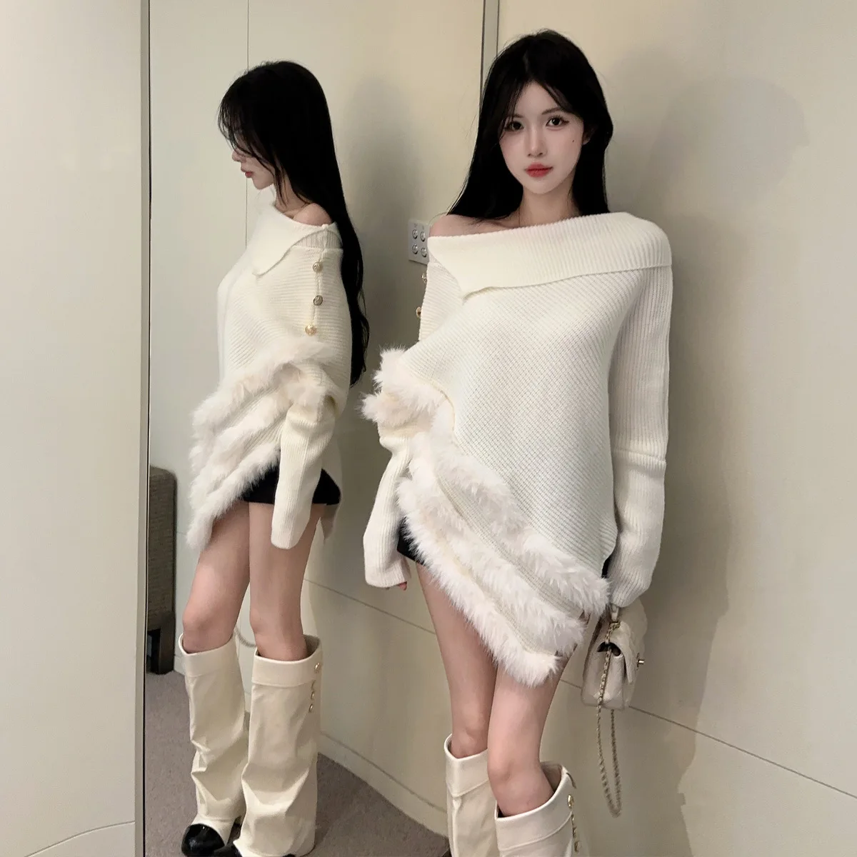 Cross-Border Design Sensation One-Shoulder Long Sleeve Asymmetrical Sweater Soft Polyester Fiber Commute Style Bright Thread
Cross-Border Design Sensation One-Shoulder Long Sleeve Asymmetrical Sweater Soft Polyester Fiber Commute Style Bright Thread