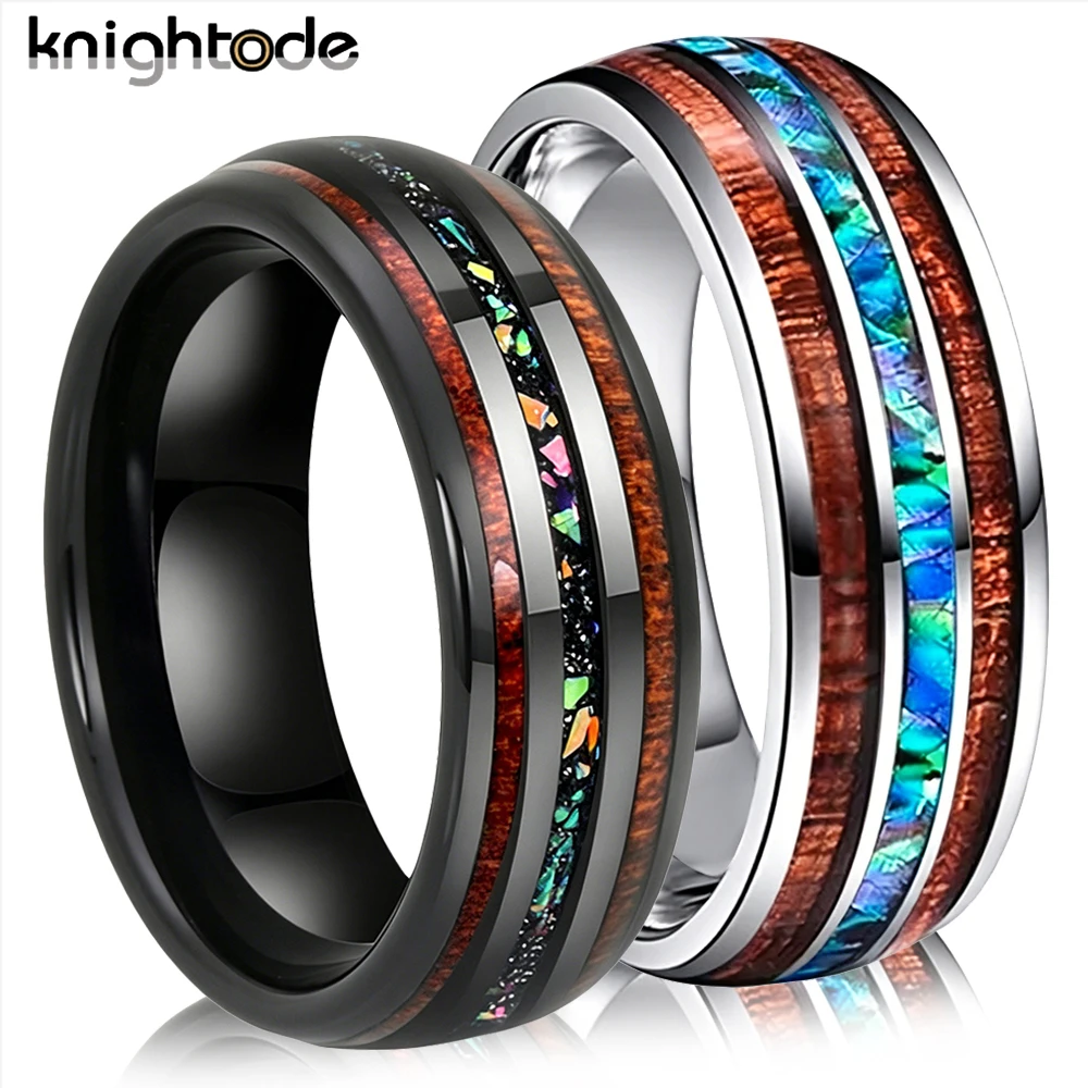 8mm Tungsten Ring Men Women Engagement Wedding Band Fashion Jewelry Colorful Opal/Abalone Shell Koa Wood Inlay Dome Polished
8mm Tungsten Ring Men Women Engagement Wedding Band Fashion Jewelry Colorful Opal/Abalone Shell Koa Wood Inlay Dome Polished