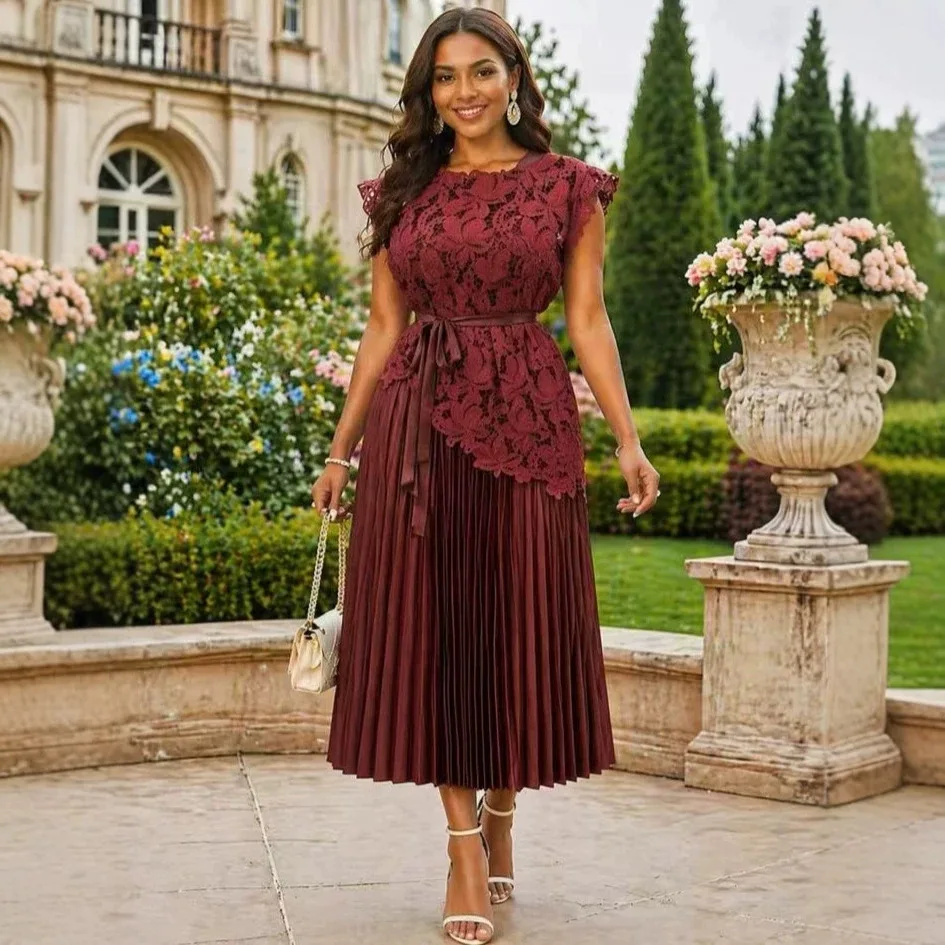 Miyake Summer Socialite Light Luxury Slim and Thin Lace Splicing Two-piece Set Medium and Long Pleated Dress Set New
Miyake Summer Socialite Light Luxury Slim and Thin Lace Splicing Two-piece Set Medium and Long Pleated Dress Set New
