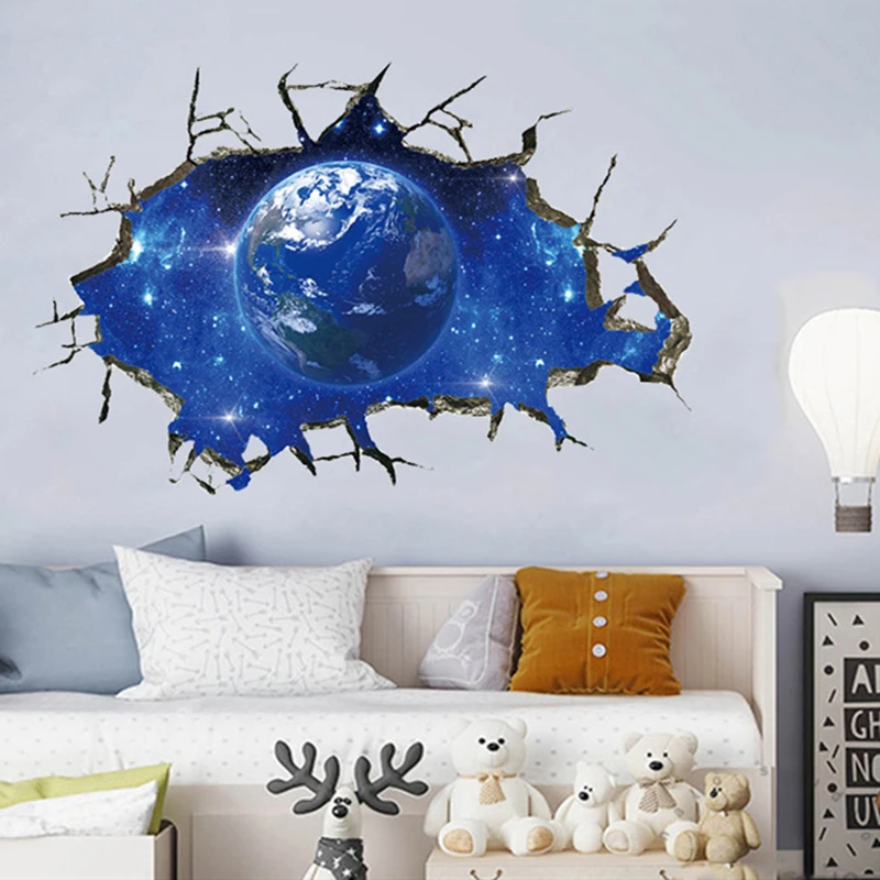 Galaxy Blue Earth 3D Vinyl Broken Wall Hole Art Mural Stickers Aesthetic Rooms Cosmic Starry Wallpaper for Home Decorations
Galaxy Blue Earth 3D Vinyl Broken Wall Hole Art Mural Stickers Aesthetic Rooms Cosmic Starry Wallpaper for Home Decorations