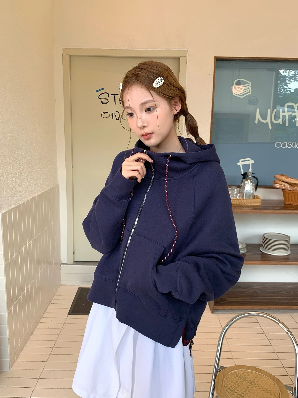 Loose Fit Zipper Hoodie ort Outerwear Pure Color Korean Sle Women's Cardigan Versatile Autumn Winter Faion Sweatirt
Loose Fit Zipper Hoodie ort Outerwear Pure Color Korean Sle Women's Cardigan Versatile Autumn Winter Faion Sweatirt