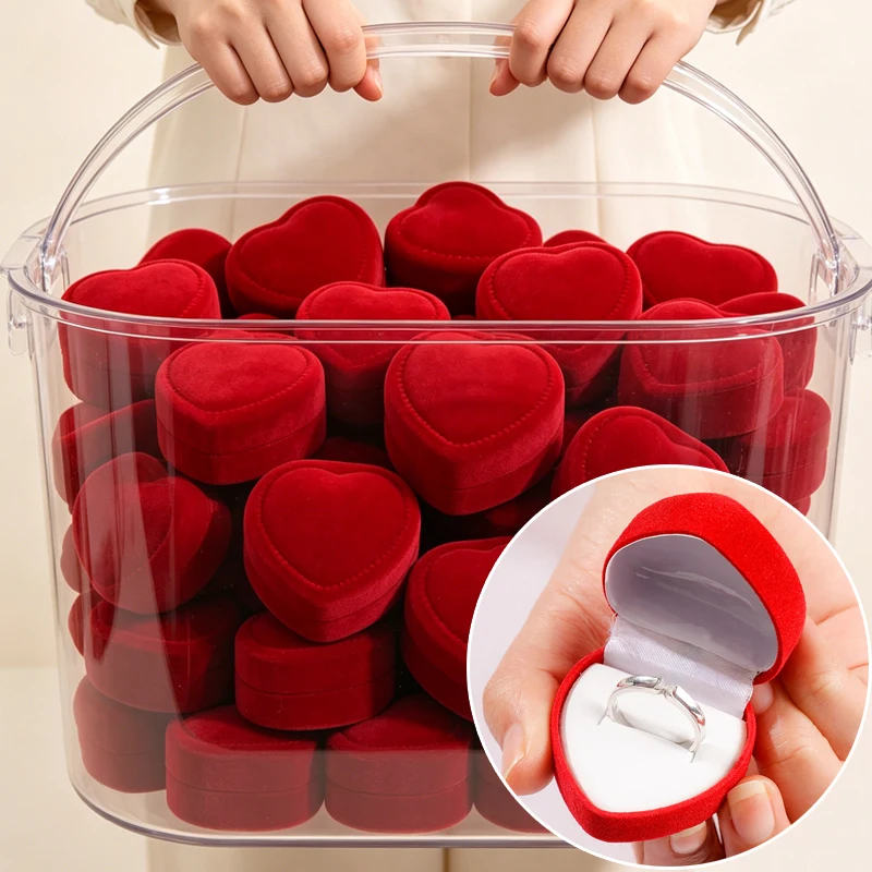 Red Flocking Heart Shape Ring Box New Jewelry Display Case Holder for Wedding Rings Romantic Valentine Day Gifts Wholesale
Red Flocking Heart Shape Ring Box New Jewelry Display Case Holder for Wedding Rings Romantic Valentine Day Gifts Wholesale