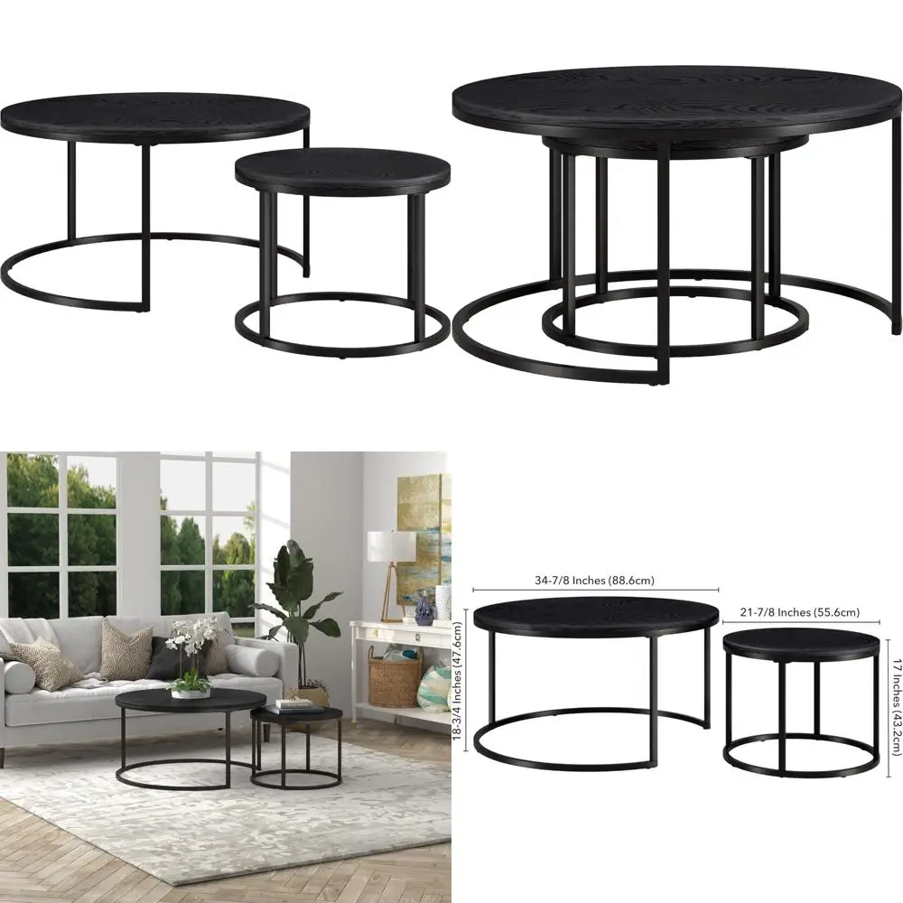 Blackened Bronze and Black Grain MDF Top Nested Coffee Table by Watson
Blackened Bronze and Black Grain MDF Top Nested Coffee Table by Watson