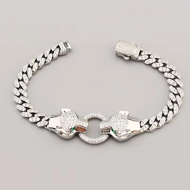 High quality personality gold and silver green eyes double head leopard print bracelet fashion women's jewelry
High quality personality gold and silver green eyes double head leopard print bracelet fashion women's jewelry