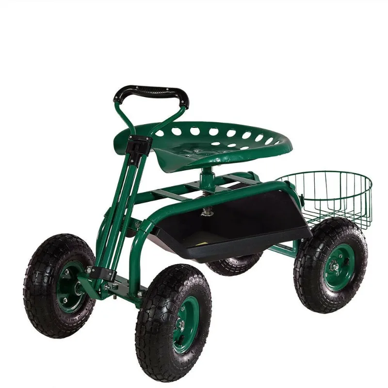 Garden seat car with retractable handle and PP plastic tool tray with 360 degree rotation
Garden seat car with retractable handle and PP plastic tool tray with 360 degree rotation