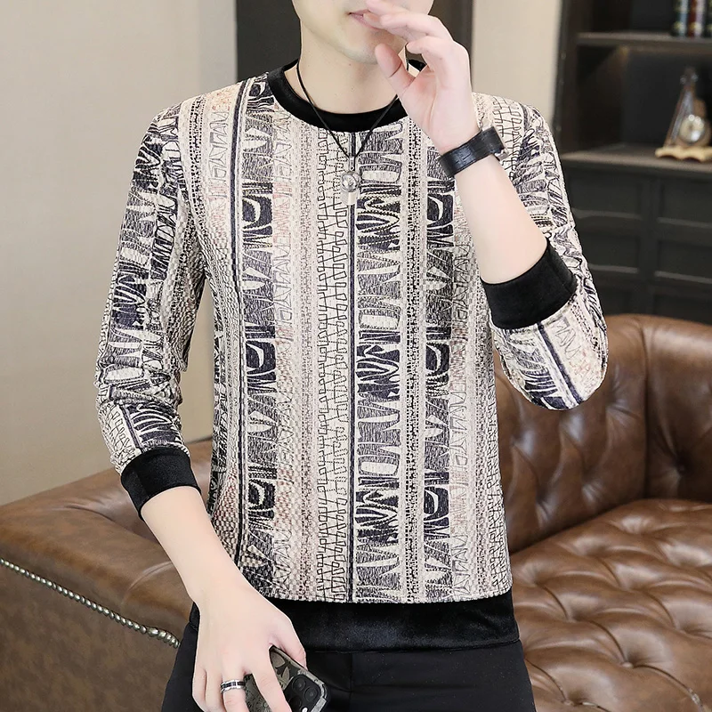 Spring Autumn European Men's Velvet Hot gold Crew-neck Hoodie T-shirt Base Shirt Top Pullover 
Spring Autumn European Men's Velvet Hot gold Crew-neck Hoodie T-shirt Base Shirt Top Pullover