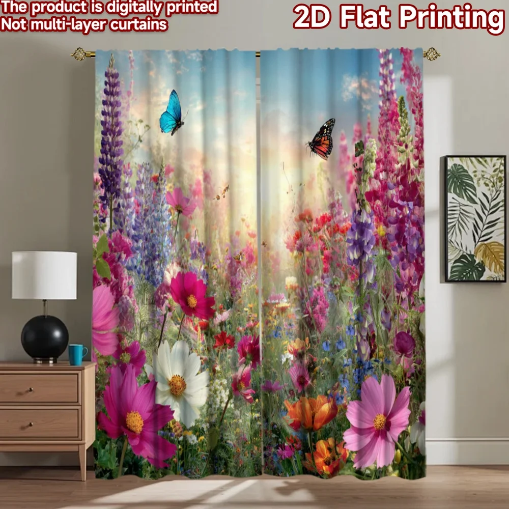 2D flat printing 2pcs Scene Curtains Butterflies Wildflowers Field Scenery Digital Printed Polyester Drapes Holiday Decorations
2D flat printing 2pcs Scene Curtains Butterflies Wildflowers Field Scenery Digital Printed Polyester Drapes Holiday Decorations