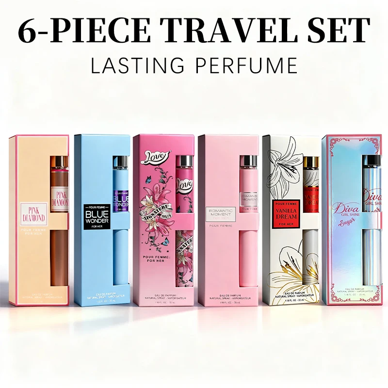 Набор для путешествий из 6 предметов, туалетная вода-спрей для мужчин и женщин, стойкий аромат, 6 различных ароматов, идеально подходит для подарков на праздник
Набор для путешествий из 6 предметов, туалетная вода-спрей для мужчин и женщин, стойкий аромат, 6 различных ароматов, идеально подходит для подарков на праздник