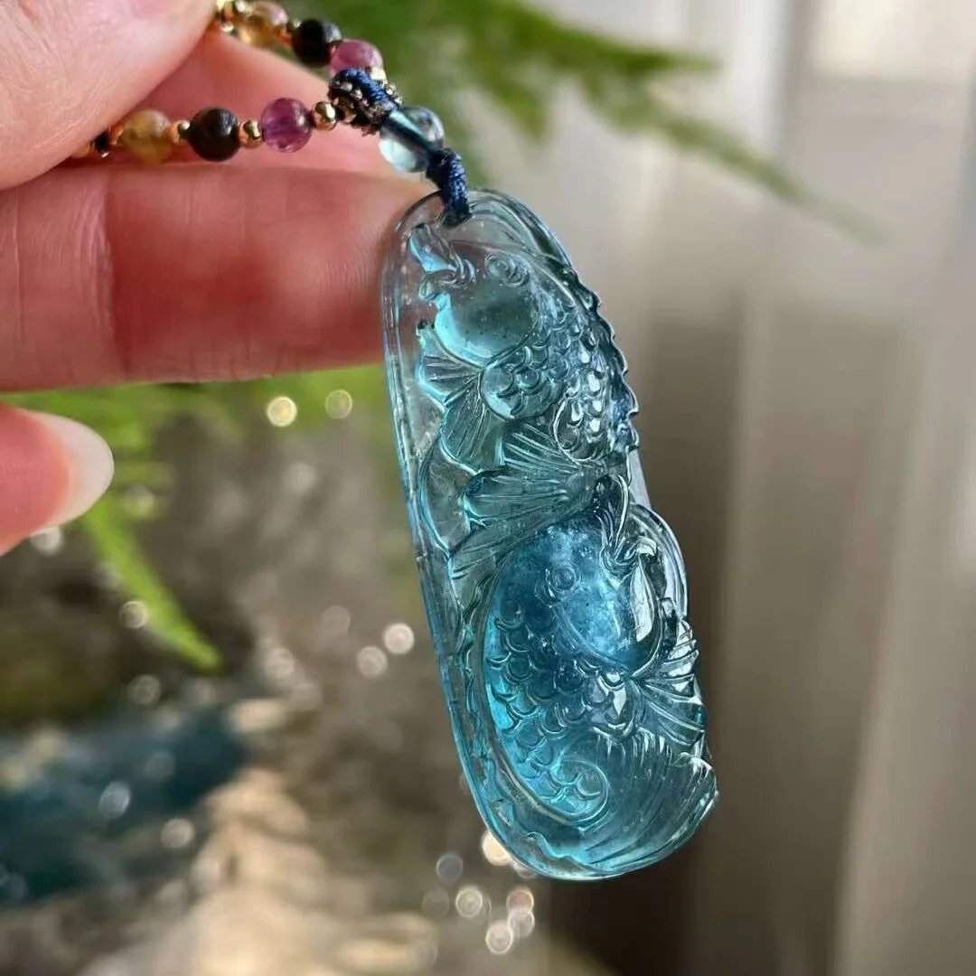Natural Blue Aquamarine Quartz Pendant Brazil Fish Women Men 45mm*17mm Aquamarine Deep Blue Necklace AAAAA
Natural Blue Aquamarine Quartz Pendant Brazil Fish Women Men 45mm*17mm Aquamarine Deep Blue Necklace AAAAA