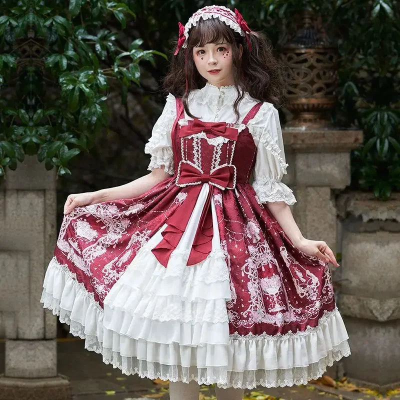 Elegant Vintage Lolita Jsk Dress Cross-dressing Kawaii Ruffles Bow Print Cosplay Victorian Dresses Sweet Girl Y2k Strap Dress
Elegant Vintage Lolita Jsk Dress Cross-dressing Kawaii Ruffles Bow Print Cosplay Victorian Dresses Sweet Girl Y2k Strap Dress