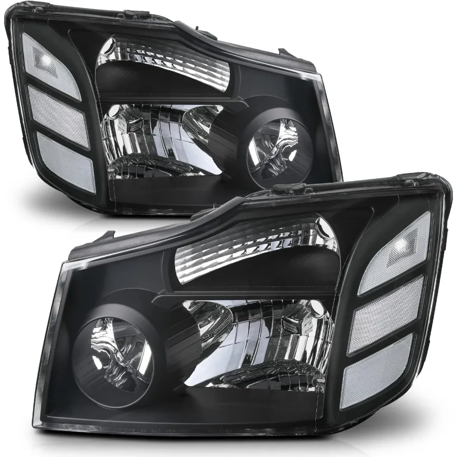 Headlamp Headlight Assembly Set for 0415 Nissan Titan 0407 Armada OE Style Black Housing with Clear Side Lights Designed for Bo
Headlamp Headlight Assembly Set for 0415 Nissan Titan 0407 Armada OE Style Black Housing with Clear Side Lights Designed for Bo