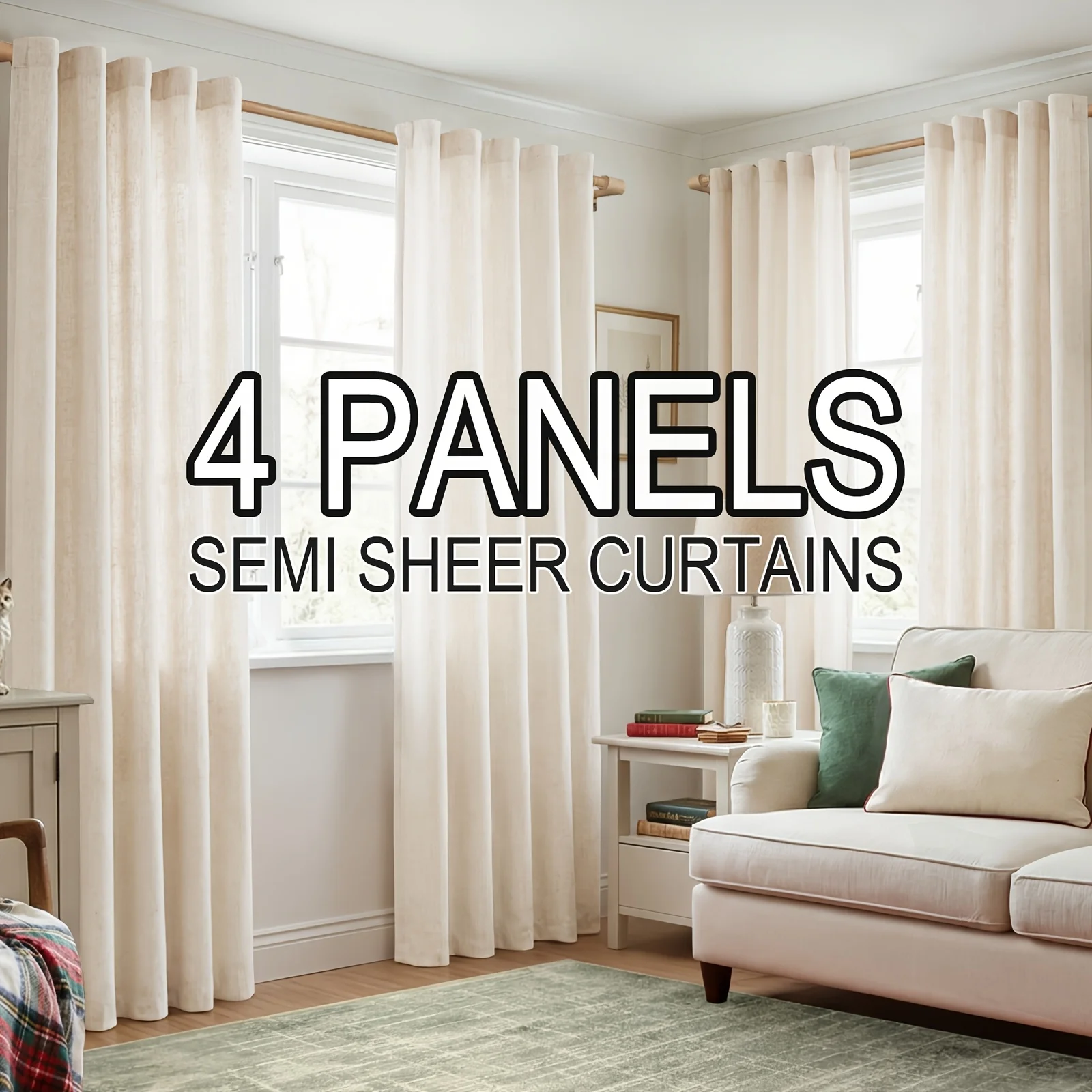 4pcs Light Filtering Semi Sheer Curtains, Grommet Top Room Drapes, Boho Farmhouse French Country Cottage Core Decor, Spring Summer Natural Linen Curtains for Living Room And Bedroom Decor
4pcs Light Filtering Semi Sheer Curtains, Grommet Top Room Drapes, Boho Farmhouse French Country Cottage Core Decor, Spring Summer Natural Linen Curtains for Living Room And Bedroom Decor