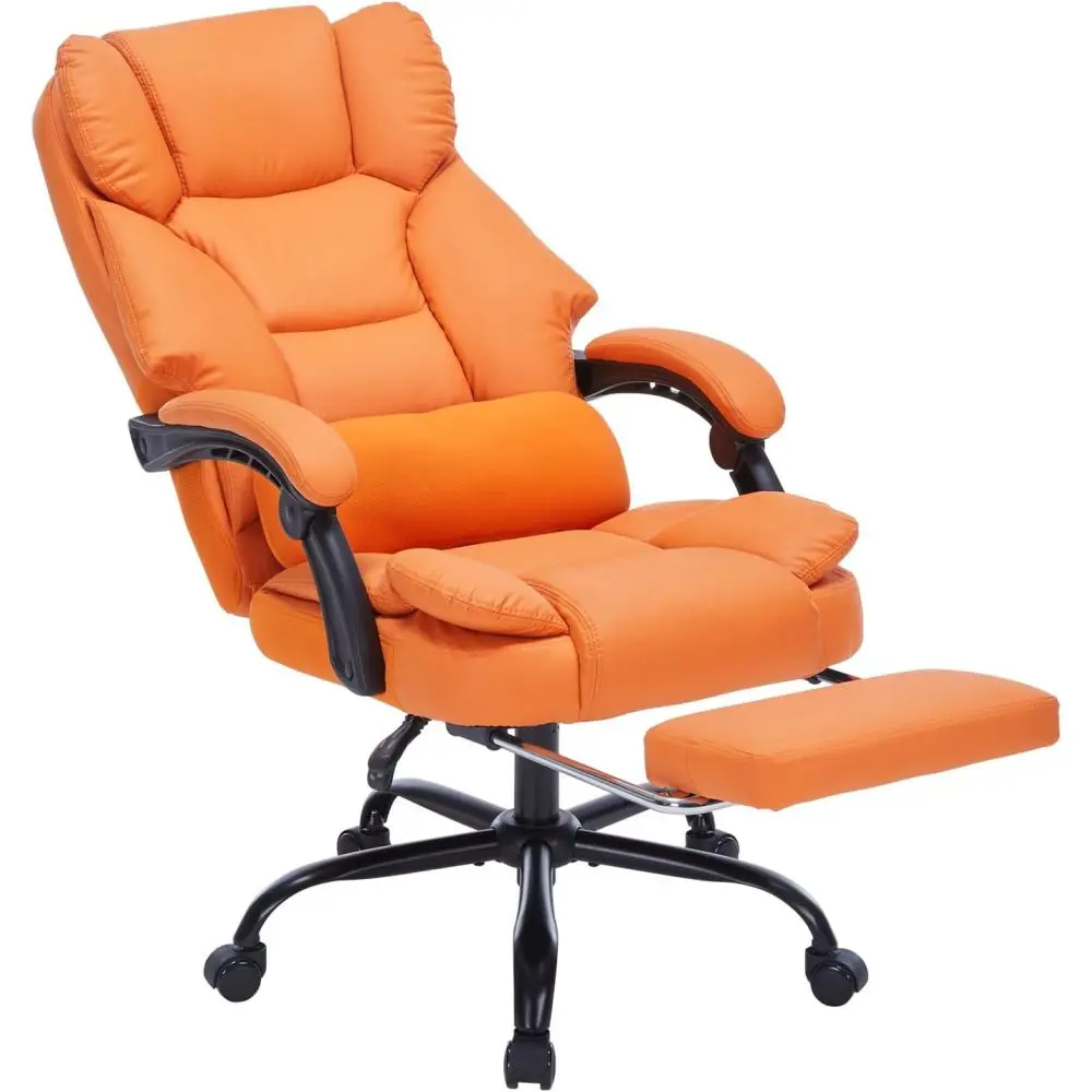 Comfy Reclining PU Leather Office Chair: Foot Rest, Arms, Wheels & Lumbar - Home Office
Comfy Reclining PU Leather Office Chair: Foot Rest, Arms, Wheels & Lumbar - Home Office