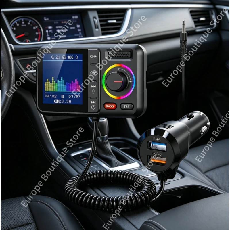 Wireless FM Transmitter with Big Color Screen 2.4A QC3.0 Dual USB Fast Charging Hands Free Call Car AUX Adapter MP3 Music Player
Wireless FM Transmitter with Big Color Screen 2.4A QC3.0 Dual USB Fast Charging Hands Free Call Car AUX Adapter MP3 Music Player
