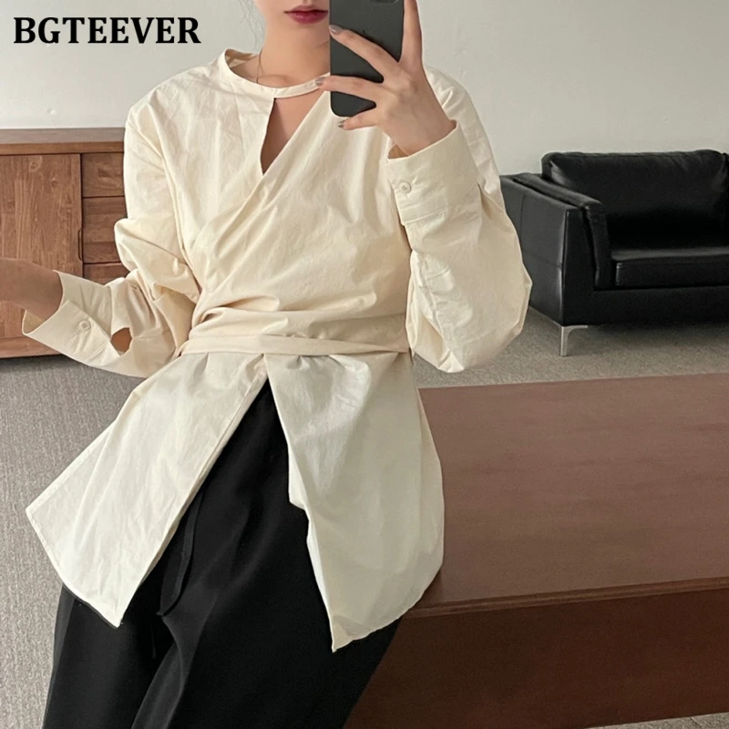 BGTEEVER шикарные стильные ажурные женские однотонные рубашки, блузки, элегантные пуловеры с круглым вырезом и длинными рукавами, тонкая талия, женские пуловеры с разрезом, блузки 
BGTEEVER шикарные стильные ажурные женские однотонные рубашки, блузки, элегантные пуловеры с круглым вырезом и длинными рукавами, тонкая талия, женские пуловеры с разрезом, блузки