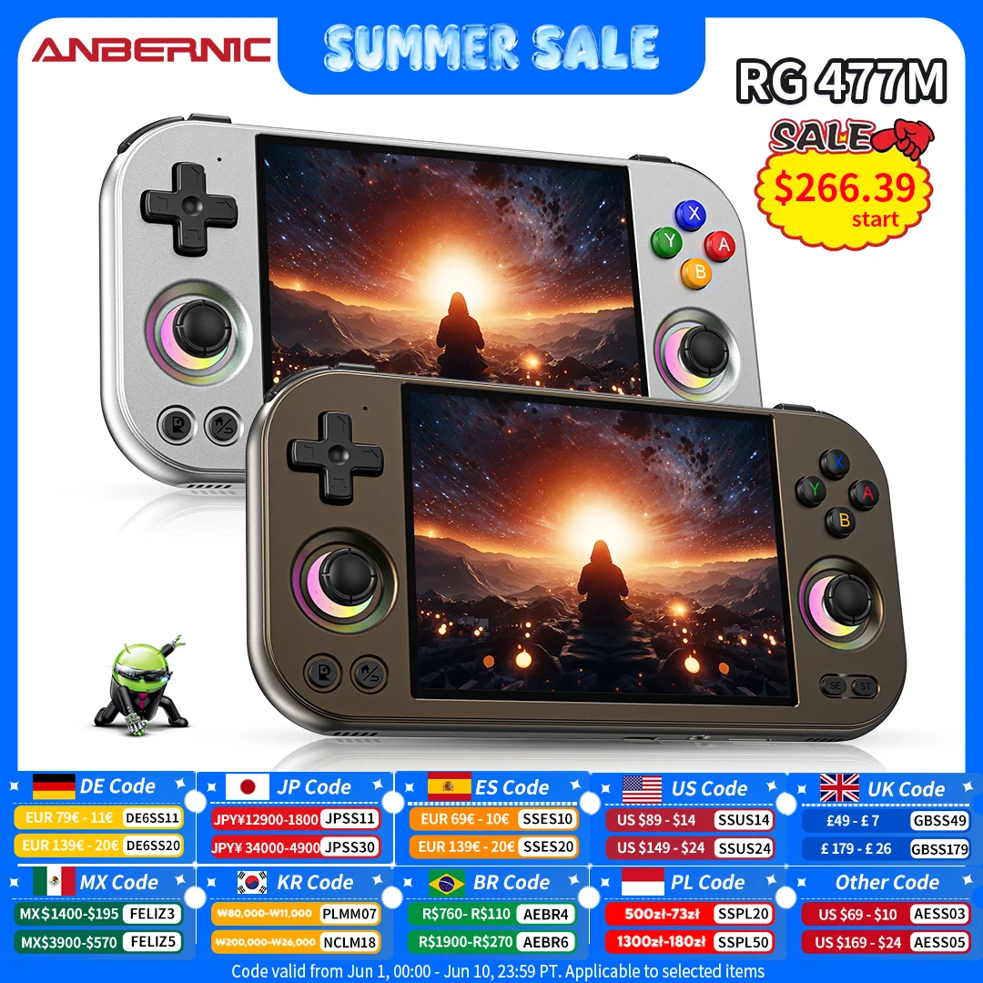 ANBERNIC RG 477M Retro Handheld Game Console Android 3D Hall Joystick Video Games Player Supports WIFI Al Assistant RixelHK FOTA
ANBERNIC RG 477M Retro Handheld Game Console Android 3D Hall Joystick Video Games Player Supports WIFI Al Assistant RixelHK FOTA
