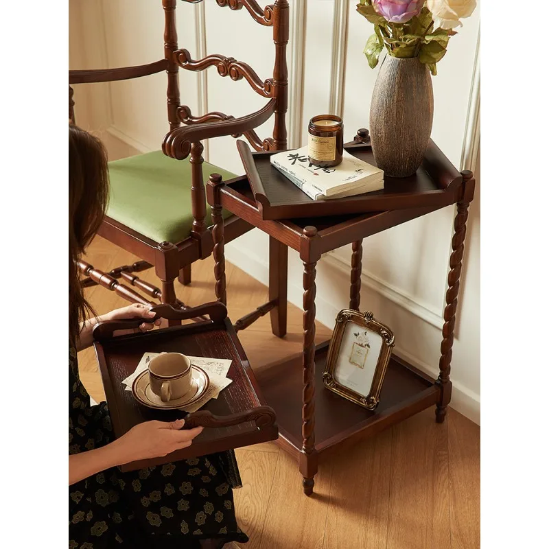 French retro solid wood edge few high artistic sofa edge vintage removable tray floor tea cabinet
French retro solid wood edge few high artistic sofa edge vintage removable tray floor tea cabinet