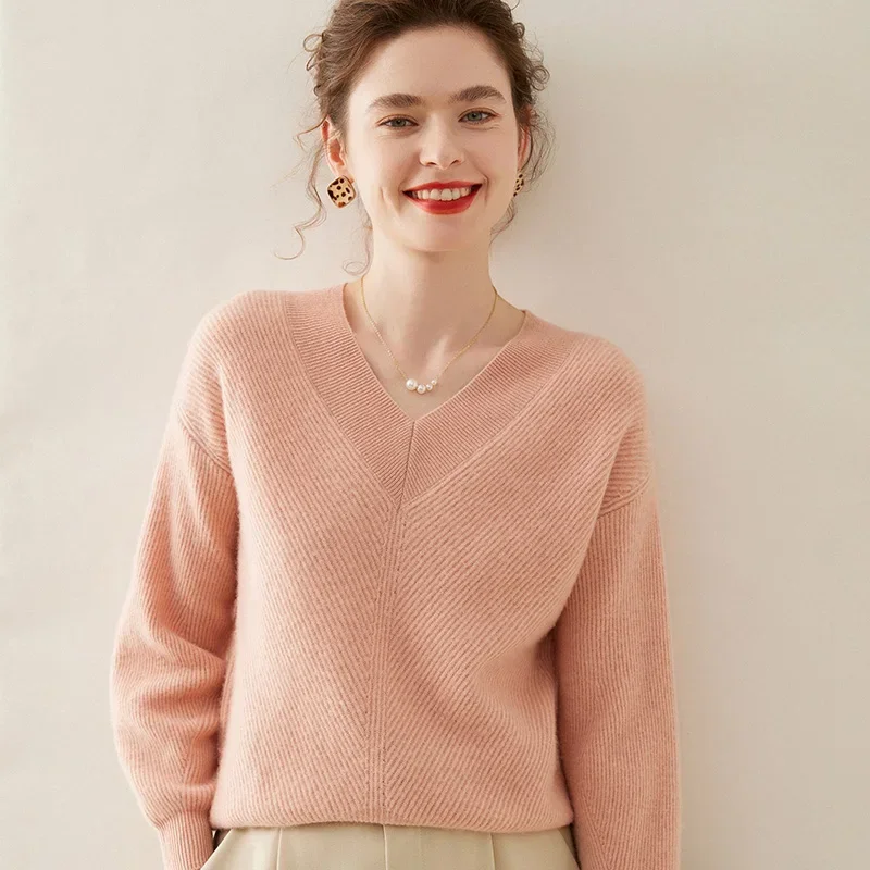 JVEII Cashmere Sweater Women Long Sleeve Big V Neck Wool Casual Jumpers Soft Warm Knitwear Pullover Tops Autumn Winter
JVEII Cashmere Sweater Women Long Sleeve Big V Neck Wool Casual Jumpers Soft Warm Knitwear Pullover Tops Autumn Winter