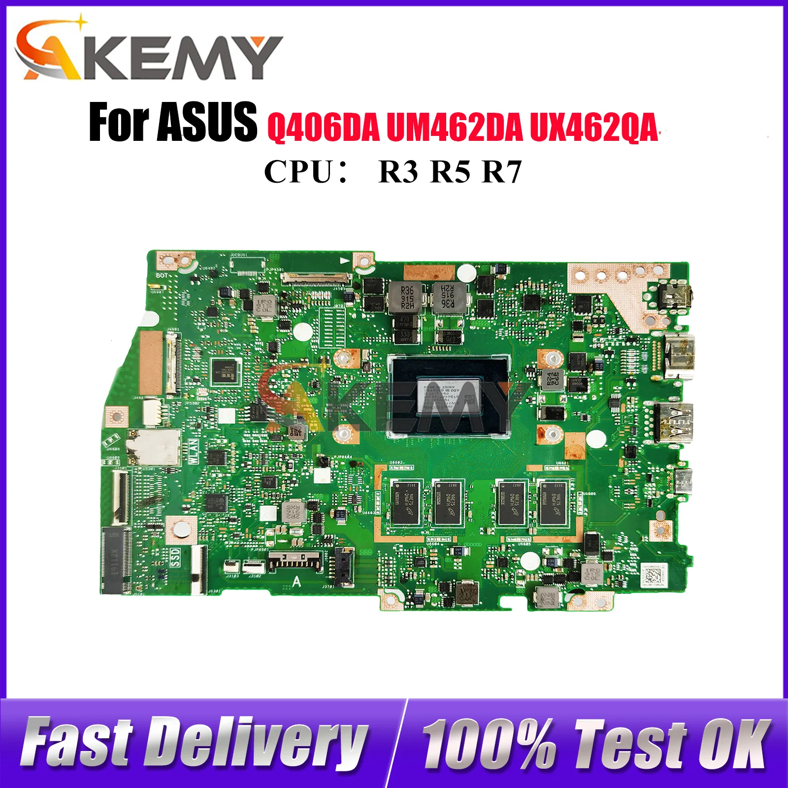 UX462DA Материнская плата для ноутбука ASUS ZenBook UX462QA UX462D UX462DA UM462DA Q406DA Материнская плата с процессором R3 R5 R7 100% tests OK stk
UX462DA Материнская плата для ноутбука ASUS ZenBook UX462QA UX462D UX462DA UM462DA Q406DA Материнская плата с процессором R3 R5 R7 100% tests OK stk