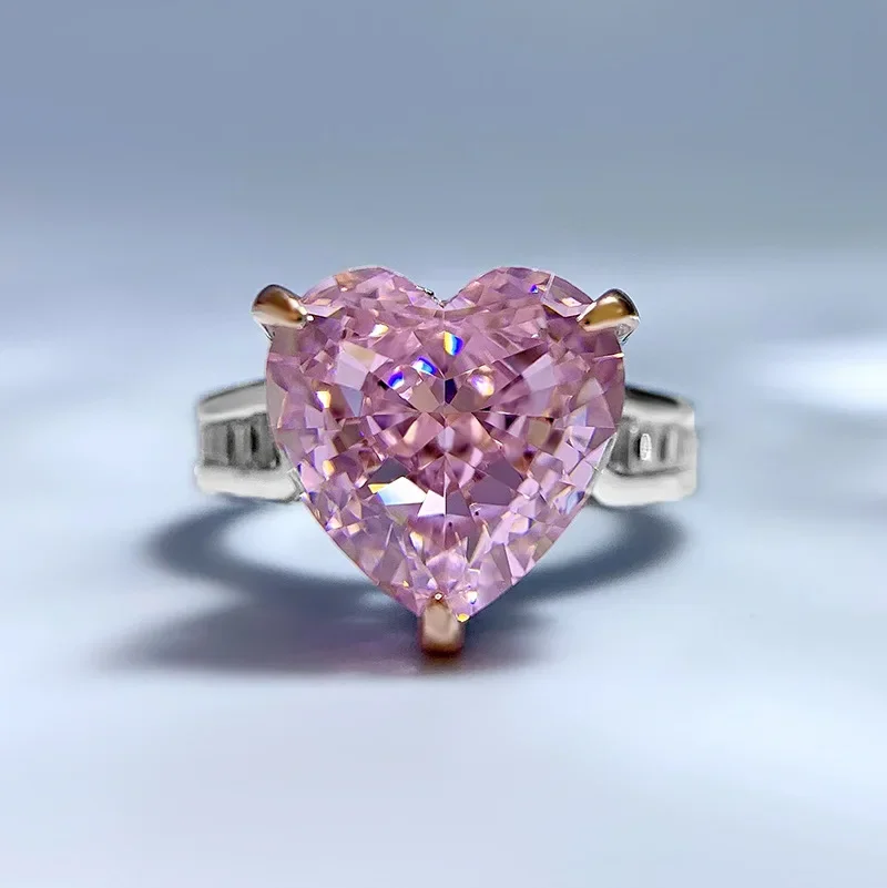 2023 New 925 Silver 11 * 11 Heart shaped Pink Diamond High Carbon Diamond Ring Fashion Simple Wedding Ring
2023 New 925 Silver 11 * 11 Heart shaped Pink Diamond High Carbon Diamond Ring Fashion Simple Wedding Ring