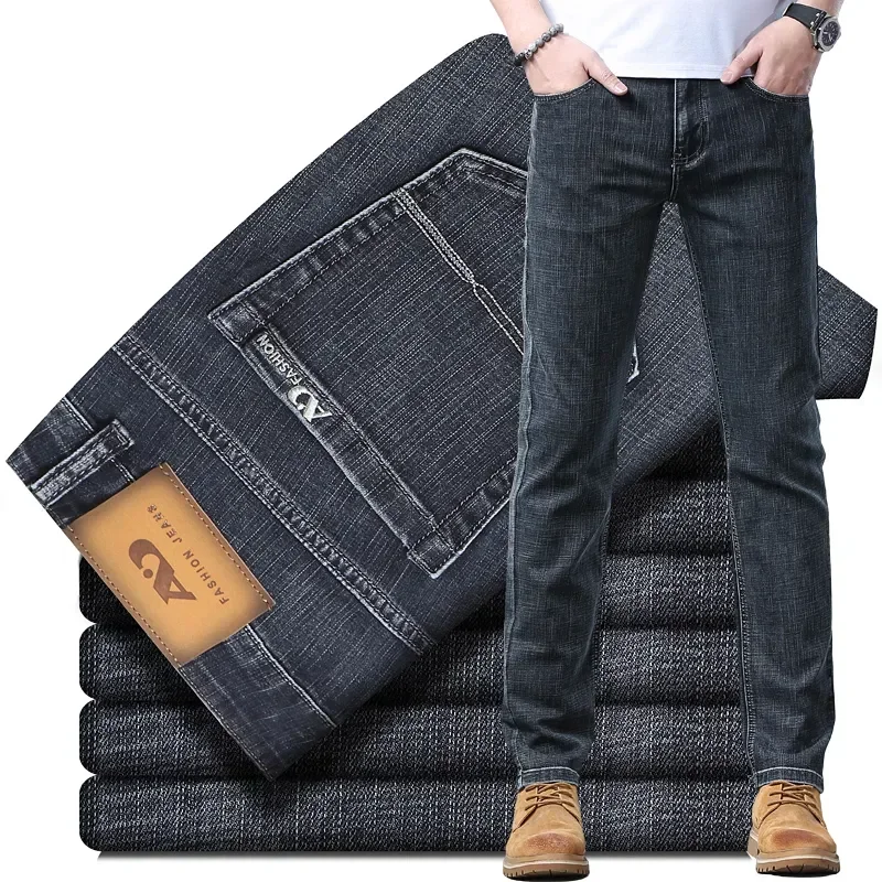 New Men Thin Straight Blue Gray Jeans Business Fashion Classic Style Cotton Stretch Denim Pants Male Brand Trousers
New Men Thin Straight Blue Gray Jeans Business Fashion Classic Style Cotton Stretch Denim Pants Male Brand Trousers