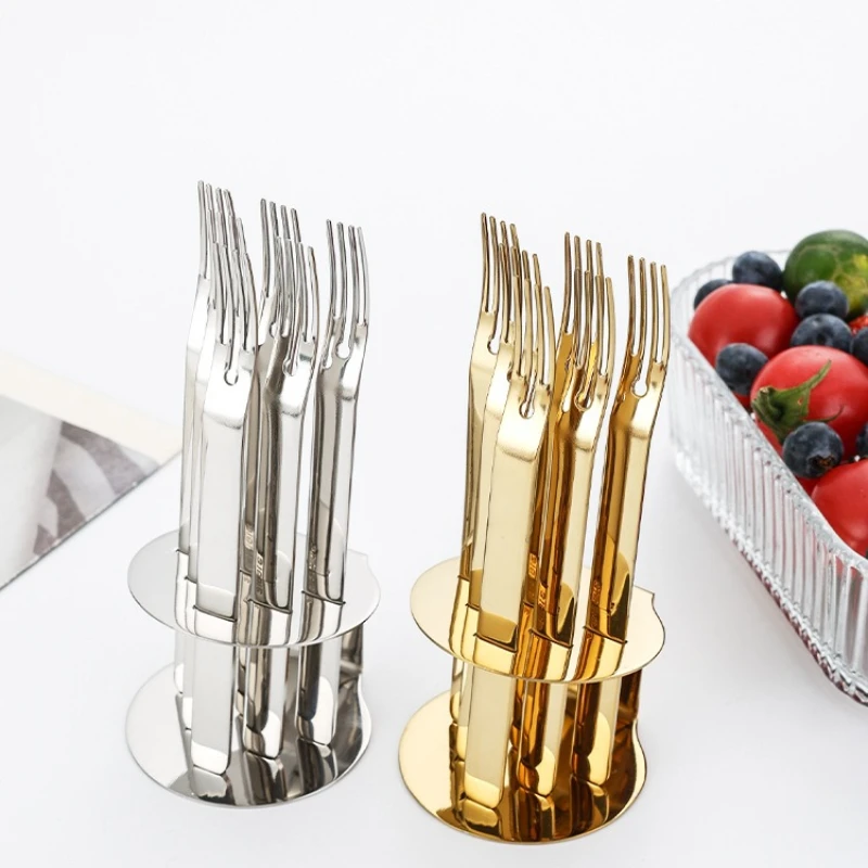 LMM stainless steel fruit fork household small fork 6 pcs cake dessert fork storage rack set
LMM stainless steel fruit fork household small fork 6 pcs cake dessert fork storage rack set