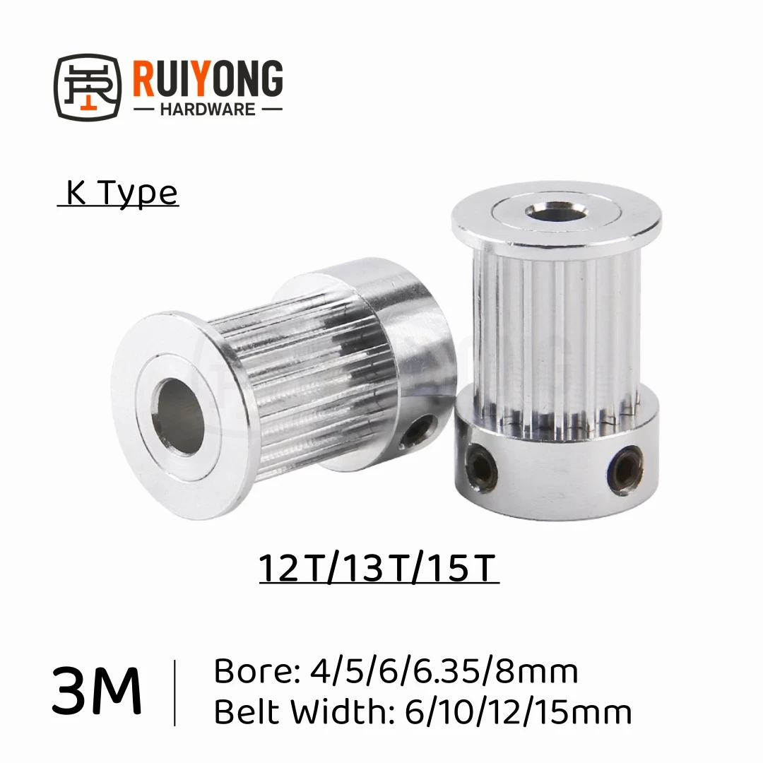 HTD3M Timing Pulley 12T13T15Teeth K Type Bore 4/5/6/6.35/8mm Belt Width 6/10/12/15mm 3D printed parts
HTD3M Timing Pulley 12T13T15Teeth K Type Bore 4/5/6/6.35/8mm Belt Width 6/10/12/15mm 3D printed parts