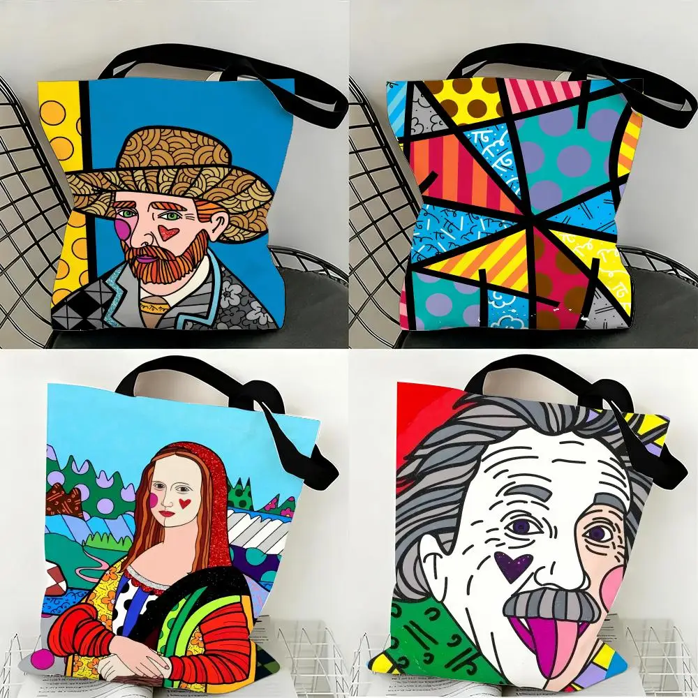 Сумки для хранения вещей Romero B-Britto Art, легкая холщовая сумка-тоут, большая вместительная сумка через плечо, модная экологичная многофункциональная сумка-шоппер
Сумки для хранения вещей Romero B-Britto Art, легкая холщовая сумка-тоут, большая вместительная сумка через плечо, модная экологичная многофункциональная сумка-шоппер