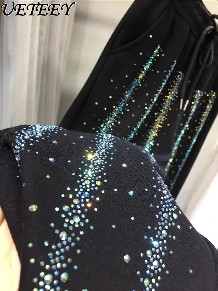 Oversize European Heavy Industry Hot Diamond Loose Sweatpants Women's Velvet Thickened High Waist Thin Sports Pants
Oversize European Heavy Industry Hot Diamond Loose Sweatpants Women's Velvet Thickened High Waist Thin Sports Pants