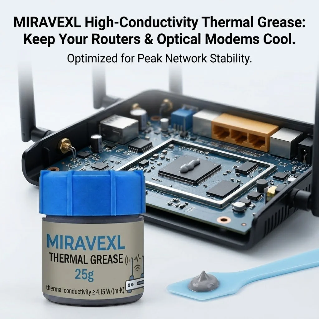 MIRAVEXL 25g Thermal Grease Kit with Applicator, 4.15W/m·K High Conductivity Paste for Router, Modem, CPU & Electronic Devices
MIRAVEXL 25g Thermal Grease Kit with Applicator, 4.15W/m·K High Conductivity Paste for Router, Modem, CPU & Electronic Devices