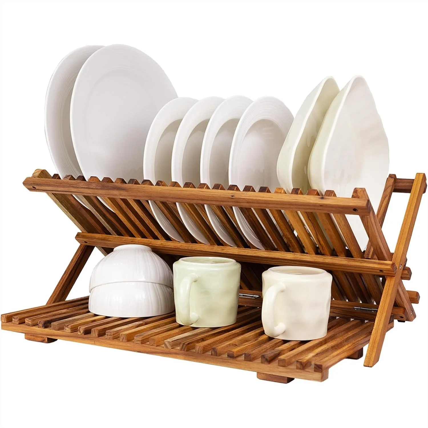 Large Teak Dish Drying Rack, Wooden 3 Tier Collapsible Dish Draine for Countertop, Kitchen Organizer for Pasta Plates, Cups
Large Teak Dish Drying Rack, Wooden 3 Tier Collapsible Dish Draine for Countertop, Kitchen Organizer for Pasta Plates, Cups