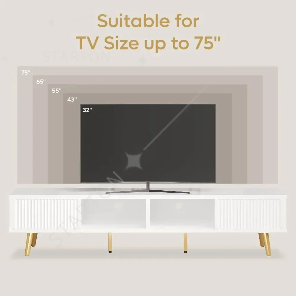 TV Stand for 75/80 inch TV, Low TV Stand with Fluted Sliding Doors, High Gloss Entertainment Center
TV Stand for 75/80 inch TV, Low TV Stand with Fluted Sliding Doors, High Gloss Entertainment Center