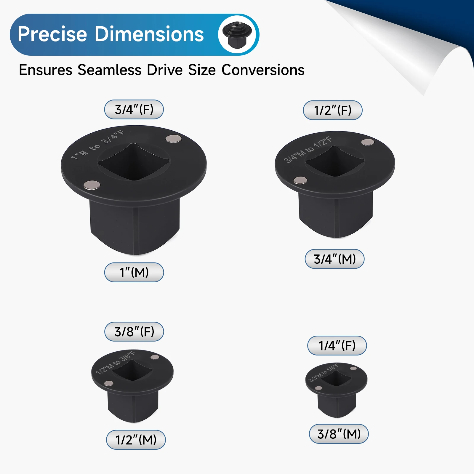 Низкопрофильный набор адаптеров для ударных розеток 3/4in-1in 1/2in-3/4in 1/2in-3/8in 1/4in-3/8in Набор адаптеров с храповым механизмом Адаптеры для розеток
Низкопрофильный набор адаптеров для ударных розеток 3/4in-1in 1/2in-3/4in 1/2in-3/8in 1/4in-3/8in Набор адаптеров с храповым механизмом Адаптеры для розеток
